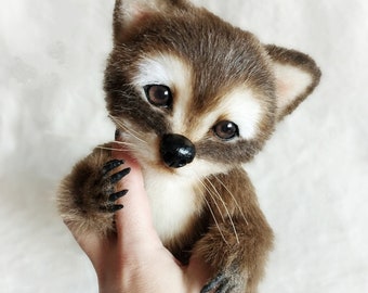 Niedliches Waschbär-Plüschtier, handgefertigter Waschbär, realistische Stofftiere, realistische Waschbär-Kunstpuppe, individuelles Plüschtier, Plüschtier, Tierpuppe
