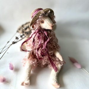 Pink sheep doll, sheep art doll, teddy sheep, animal doll, farm animals, sheep plush doll, custom plush, cute plushie, stuffed animals