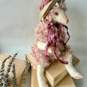 Pink sheep doll, sheep art doll, teddy sheep, animal doll, farm animals, sheep plush doll, custom plush, cute plushie