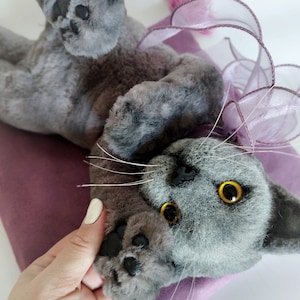Realistic plush British cat,Gray cat.Handmade realistic animal, stuffed animals,cat replica,kitten plushie toy,custom plush