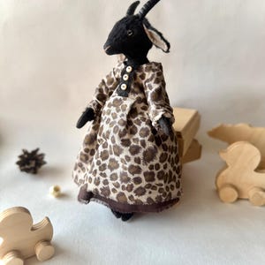 Black goat art doll, plush goat, goat stuffed animal, goat doll, farm animals, animal doll,teddy goat,custom plush