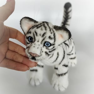 Realistic white tiger, tiger plush, tiger plushie toy, cute plushie,custom plush, tiger cub, realistic animal