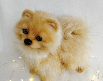 Spitz dog puppy plush toy,collectible toy,Pomeranian Spitz,realistic handmade toy  Artist Stuffed dog Realistic stuff animal Pet portrait