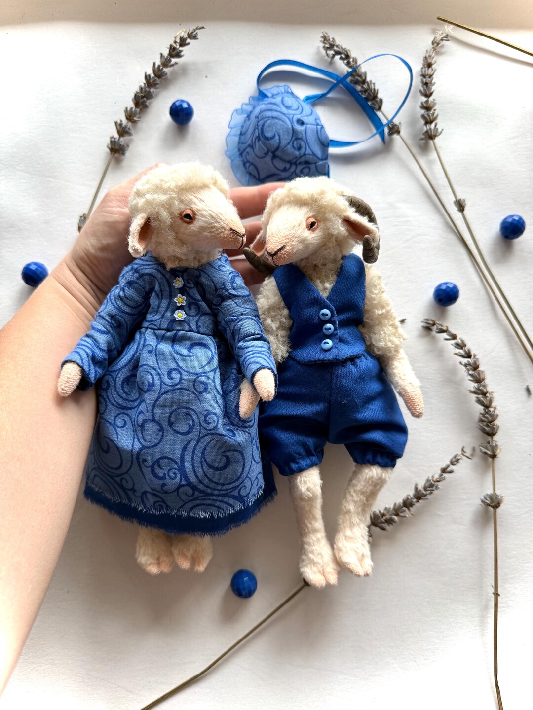 Blue Sheep Dolls Lovely Plush Lamp Sheep Animal Soft Stuffed Doll