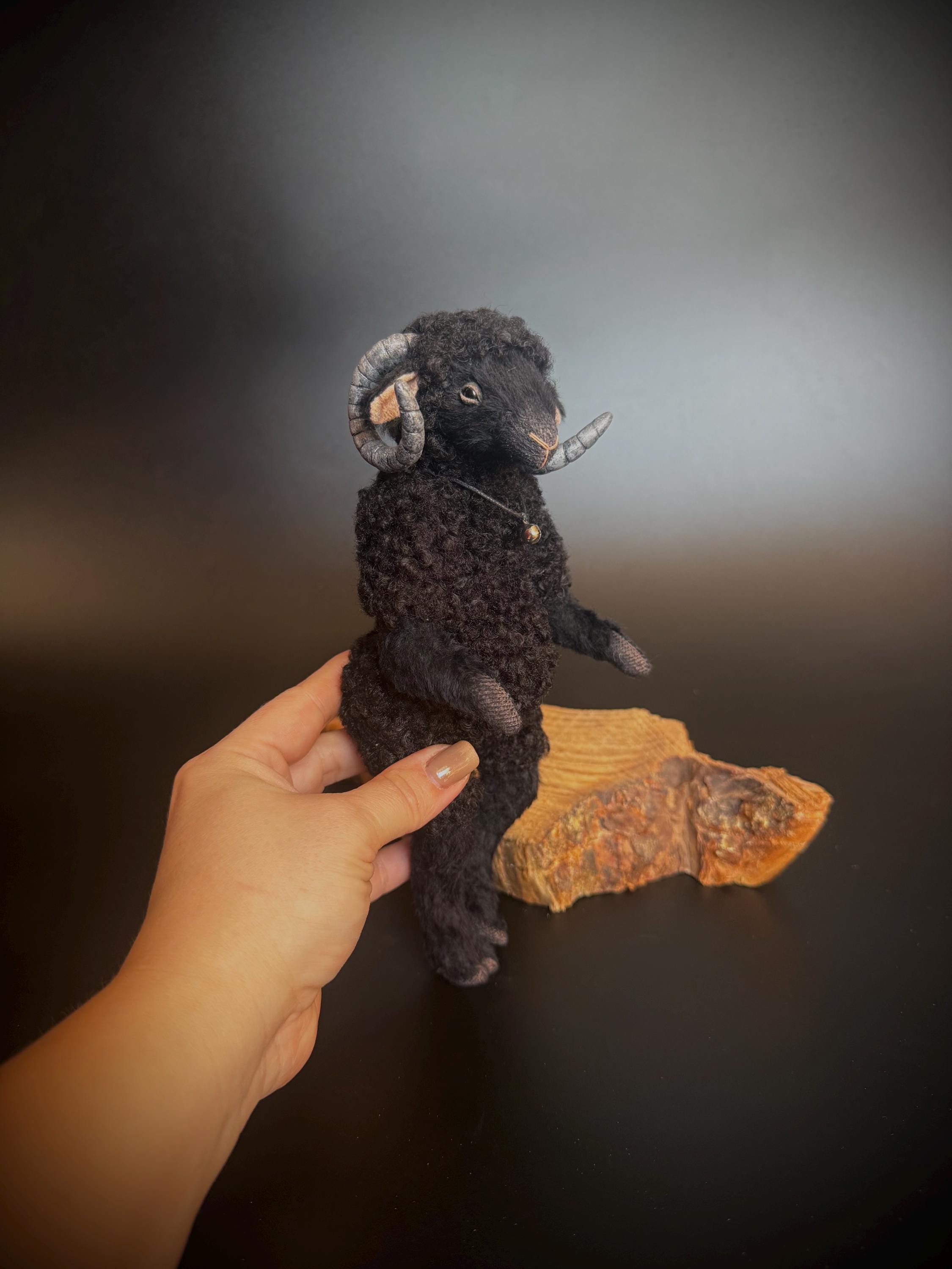 Black Ram, Sheep Doll, Teddy Sheep, Sheep Art Doll, Plush Sheep