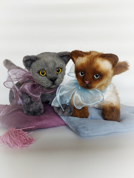 アートドール シャム猫 子猫 リアル ぬいぐるみ ハンドメイド作品
