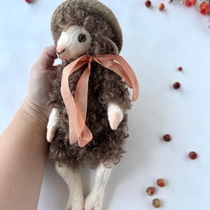 Brown sheep doll, sheep art doll, teddy sheep, animal doll, farm animals, sheep plush doll, custom plush, cute plushie