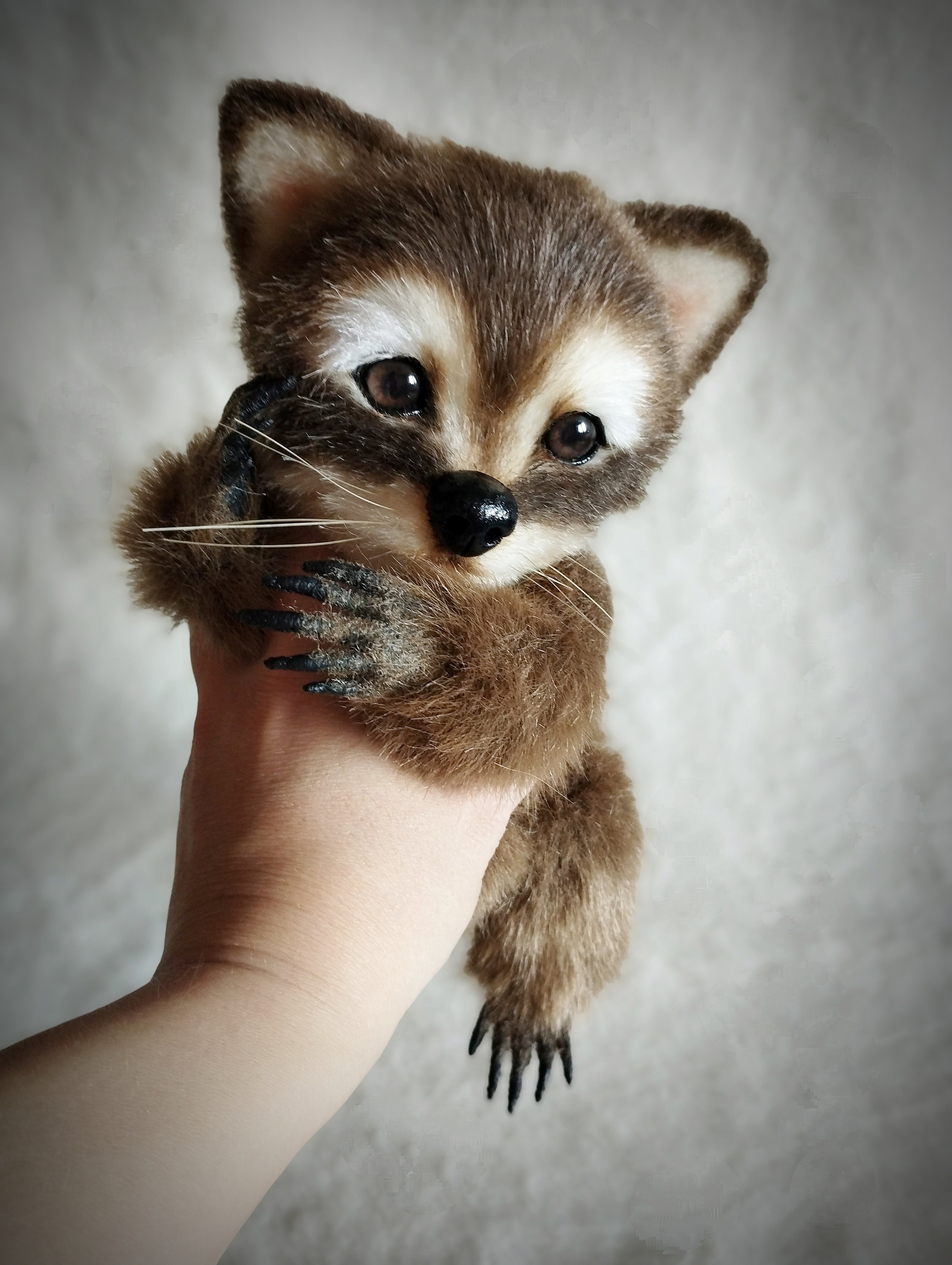 リアルなアライグマ 手作りのアライグマ ぬいぐるみのアライグマ かわいいアライグマ 動物の肖像画 テディアライグマ ぬいぐるみ カスタムぬいぐるみ かわいいぬいぐるみ - 日本