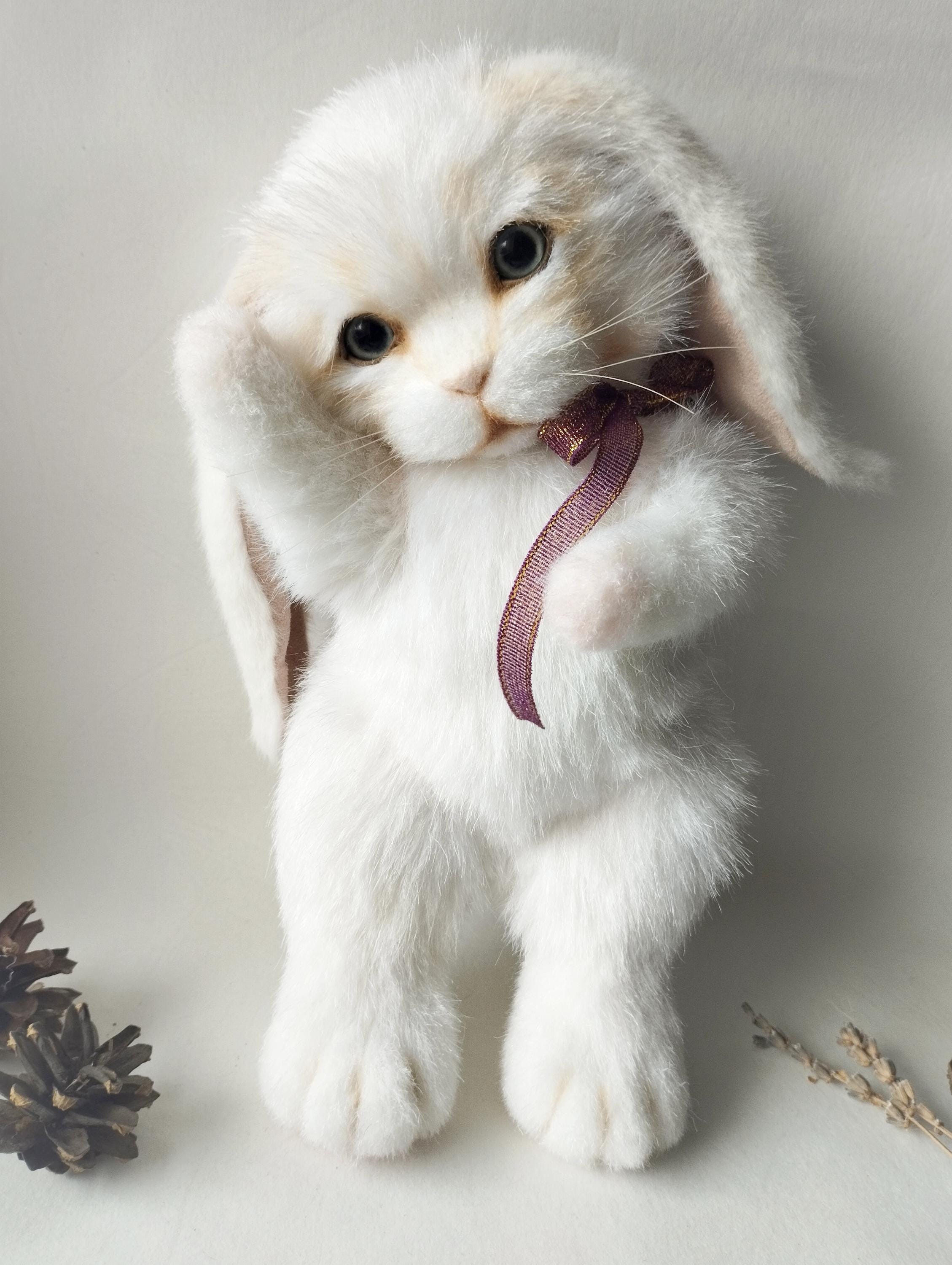 White Rabbit Plush Line White Rabbit, Made to Order!!! Handmade Realistic Rabbit, Plush Bunny ...