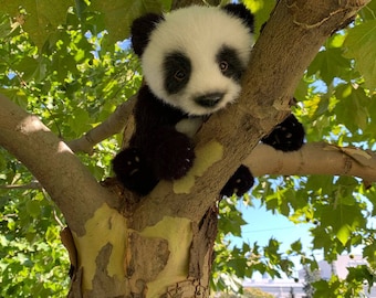 Oso de peluche panda, oso blanco y negro, oso de peluche, oso de peluche lindo, oso hecho a mano, animales realistas, réplica de panda, peluche personalizado