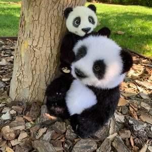 Realistic Panda Teddy bear, black and white bear, teddy bear plush toy, cute teddy bear handmade, stuffed animals,custom plush