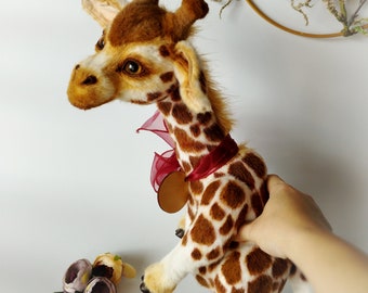 Teddy giraffe,Custom plush toys, plush realistic giraffe handmade, stuffed giraffe animal, ooak plush , baby giraffe, plushie