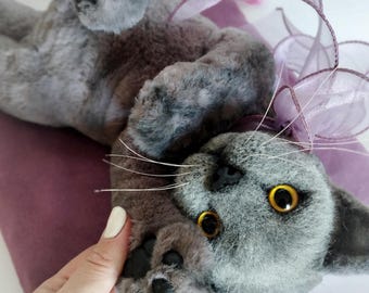 Gato de peluche británico, peluche personalizado, gatito realista