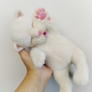 Cute realistic plushie kitten,custom plush,plush cat handmade,custom stuffed animals,cat lover,newborn kitten,white kitten