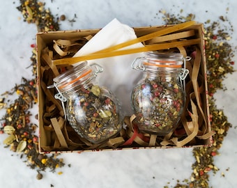 Chai Tea Sampler Gift Set, Mint Chai & Turmeric Chai, Loose Leaf Tea Gift Set, Organic