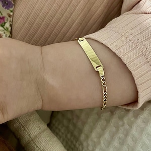 14K Gold Baby Name Bracelet, Personalized Baby ID Bracelet, Customizable Gold Child ID Bracelet, Baptism Gift Jewelry, New Born Bracelet