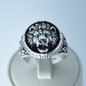 Sterling Silver Ring For Men, Mens Handmade Ring, Men's Lion Ring, Silver Lion Head Ring Gift For Him, 925k Sterling Silver Ring Leo Ring