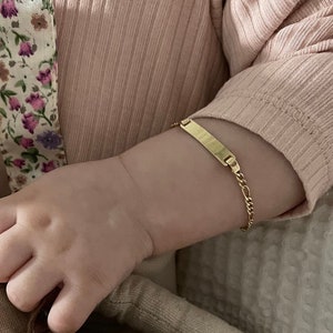 14K Gold Baby Name Bracelet, Personalized Baby ID Bracelet, Customizable Gold Child ID Bracelet, Baptism Gift Jewelry, New Born Bracelet