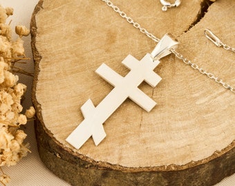 Sterling Silver Orthodox Cross Pendant Necklace: Religious Jewelry