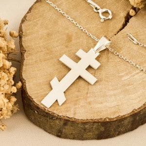 925 Sterling Silver Orthodox Cross Pendant Necklace, Religious Jewelry, Crucifix Necklace, Silver Cross Necklace, Christian Necklace