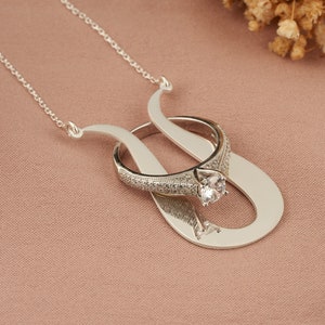 925 Sterling Silver Ring Holder Necklace, Engagement Ring Holder, Silver Ring Keeper for Doctors, Ring Necklace,  Wedding Ring Holder