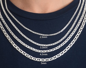 Sterling Silver Men's Necklace Marina Anchor Flat Link Chain 925 Italy Wholesale Sterling Silver Men's Necklace Marina Anchor Flat Link Chain 925 Italy Wholesale