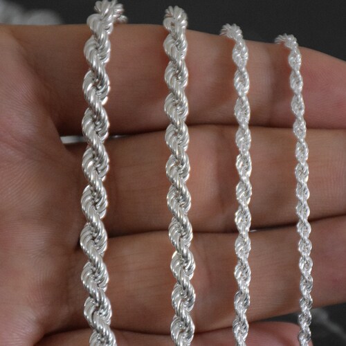 Handmade Rope Chain Necklace 9mm Solid 925 Sterling Silver - Etsy
