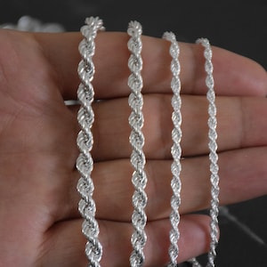925 Sterling Silver Rope Chain, Silver Necklace Chain Necklaces For Women Mens Necklace, Silver Chain Rope Necklace With Express Shipping