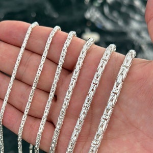925 Sterling Silver Byzantine Chain, Solid Silver Chain Necklace & Bracelets, Handmade Silver Chain, Round Bali Chain, Balinese Viking Chain