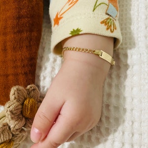 14K Solid Gold Baby ID Bracelet, Personalized Baby Jewelry, Gold Bracelet for Kid, Children Bracelet, Kid Name Bracelet, Newborn Gift image 2