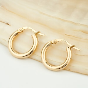 14K Gold Hoops Earrings, Real Gold Earrings, 14K Solid Gold Hoops, Earrings for Women, Gold Earring Jewelry, Gift for Girlfriend
