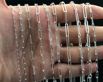 Sterling Silver Paperclip Chain Necklace: Women's Layering Rectangle Link