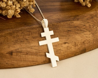 Sterling Silver Orthodox Cross Pendant Necklace: Religious Crucifix Jewelry