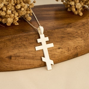 925 Sterling Silver Orthodox Cross Pendant Necklace, Religious Jewelry, Crucifix Necklace, Silver Cross Necklace, Christian Necklace