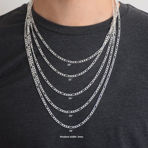 Solid Silver Figaro Chain, Silver Chain Necklace, Mens Necklace , Necklaces For Women ,Silver Chain Gift For Her, Express Shipping