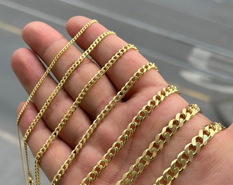 Gold Plated Sterling Silver Curb Necklace Chain, Gold Chain Necklace, Necklace For Men And Women