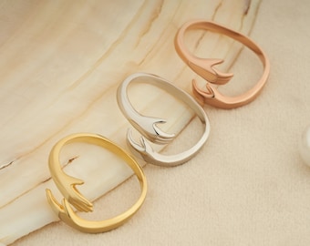 Sterling Silver Hug Ring- Silver Love Hugging Hand Stackable Ring, Love Hug Ring, Couple Ring, Lover Ring, Adjustable Love Hug Ring