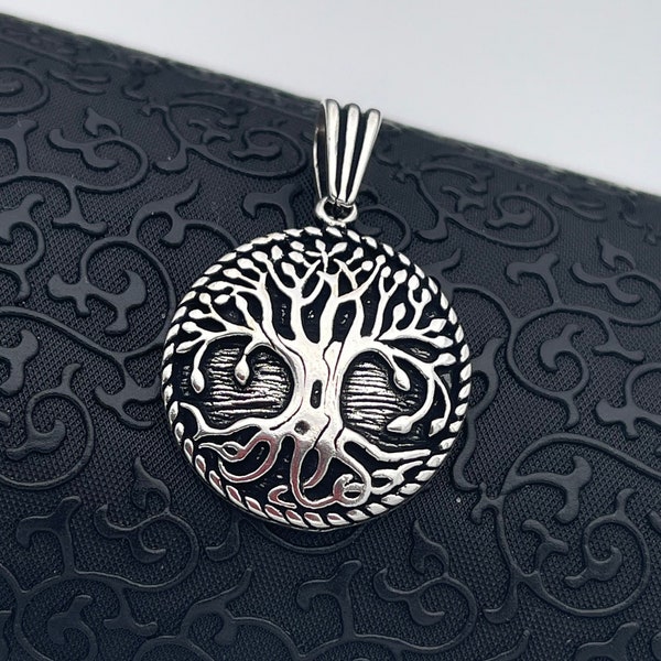 Sterling Silver Tree Necklace,Tree of Life Necklace, Family Tree Pendant, Yggdrasil Pendant, Celtic Scandinavian Jewelry Viking Tree of Life