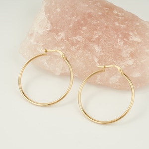 14K Real Gold Classic Endless Big Hoops Earrings, Thick Hoop Earrings for Women, 14k Gold Hoops, Gold Endless Hoops, Gold Earring Jewelry