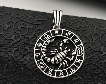 Solid Silver Scorpio Necklace: Handmade Astrology Zodiac Pendant