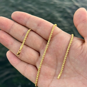 Real Gold Twist Chain Necklace 14K Yellow Gold Chain Mens Necklace Dainty 14K Gold Necklace Gold Rope Chain for Women Thick Gold Chain Etsy