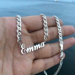 Sterling Silver Name Necklace With Thick Chain Personalized Necklace Custom Necklace Gift For Mom Mothers Day Gift Personalized Gift for Her