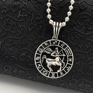 Sagittarius Silver Necklace, Solid Silver Pendant, Men Silver Necklace, Zodiac Birthday Gift Pendant, Necklace for New Mom, Christmas Gift