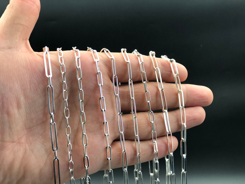 925 Sterling Silver Paperclip Necklace Women's Solid Etsy