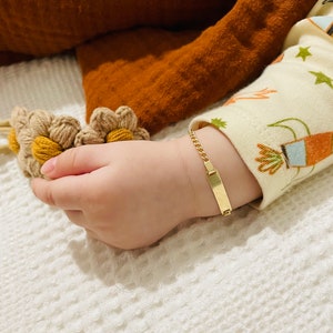 14K Solid Gold Baby ID Bracelet, Personalized Baby Jewelry, Gold Bracelet for Kid, Children Bracelet, Kid Name Bracelet, Newborn Gift image 4