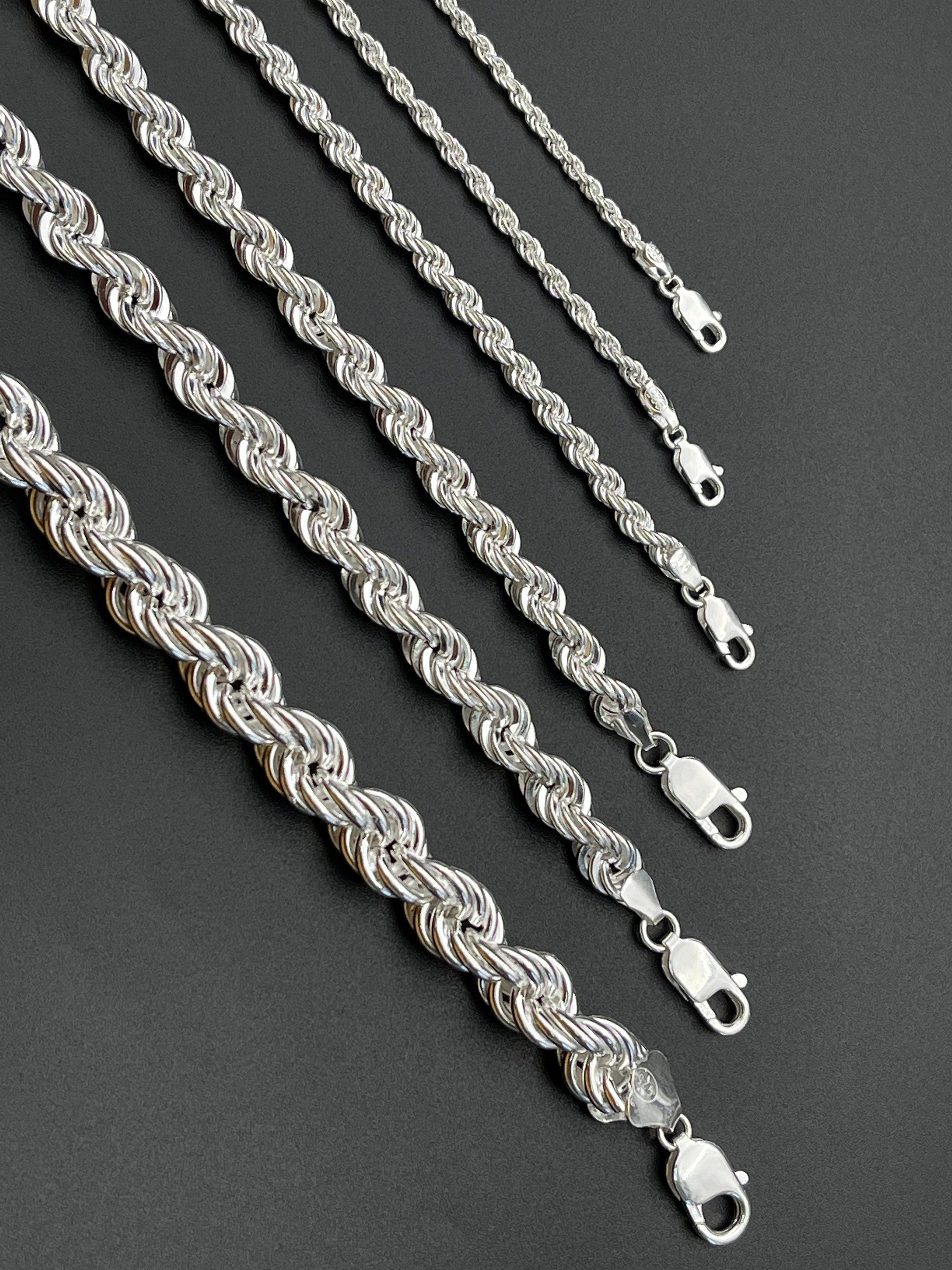Solid Sterling Silver Rope Chain, 925 Silver Rope Chain