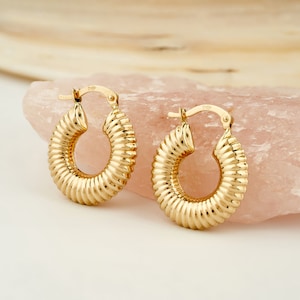 14K Gold Hoops Earrings, Real Gold Earrings, 14K Solid Gold Hoops, Earrings for Women, Gold Earring Jewelry, Gift for Girlfriend