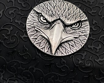 Sterling Silver Eagle Face Necklace, Eagle Men Pendant