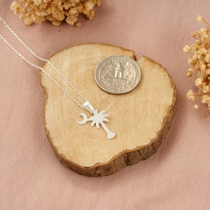 Sterling Silver Palmetto & Crescent Necklace: South Carolina Symbol afbeelding 3