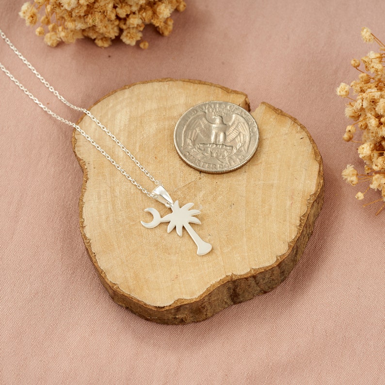 Sterling Silver Palmetto & Crescent Necklace: South Carolina Symbol afbeelding 3